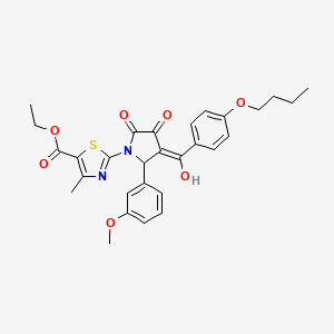 molecular formula C29H30N2O7S B12029566 Ethyl 2-(3-(4-butoxybenzoyl)-4-hydroxy-2-(3-methoxyphenyl)-5-oxo-2,5-dihydro-1H-pyrrol-1-YL)-4-methyl-1,3-thiazole-5-carboxylate CAS No. 609795-31-5