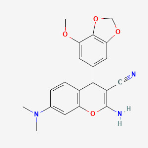 molecular formula C20H19N3O4 B1202963 2-amino-7-(dimethylamino)-4-(7-methoxy-1,3-benzodioxol-5-yl)-4H-chromene-3-carbonitrile 