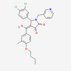 molecular formula C28H26Cl2N2O4 B12029630 4-(4-Butoxy-3-methylbenzoyl)-5-(3,4-dichlorophenyl)-3-hydroxy-1-(3-pyridinylmethyl)-1,5-dihydro-2H-pyrrol-2-one 