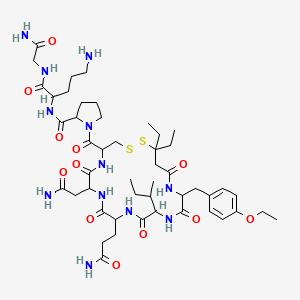 molecular formula C48H76N12O12S2 B1202993 Vasotocin, 1-(beta-mercapto-beta,beta-diethylpropionic acid)-(oet-tyr)(2)-orn(8)- CAS No. 77327-44-7