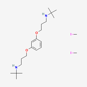 molecular formula C22H42I2N2O2 B1202996 1,3-Bis(3-t-butylamino-1-propoxy)benzene dimethiodide CAS No. 105029-47-8