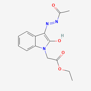 molecular formula C14H15N3O4 B12029963 Ethyl 2-(3-(2-acetylhydrazono)-2-oxoindolin-1-yl)acetate CAS No. 624726-26-7