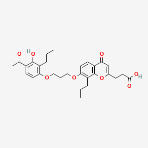 molecular formula C29H34O8 B1203001 4H-1-Benzopyran-2-propanoic acid, 7-(3-(4-acetyl-3-hydroxy-2-propylphenoxy)propoxy)-4-oxo-8-propyl- CAS No. 76847-71-7