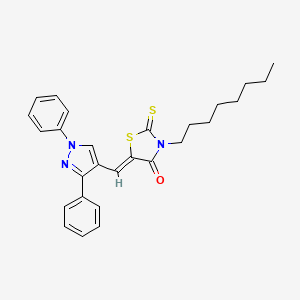 molecular formula C27H29N3OS2 B12030063 (5Z)-5-[(1,3-diphenyl-1H-pyrazol-4-yl)methylene]-3-octyl-2-thioxo-1,3-thiazolidin-4-one CAS No. 623940-35-2