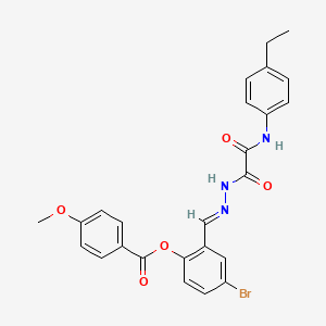 molecular formula C25H22BrN3O5 B12030071 4-BR-2-(2-((4-Ethylanilino)(oxo)acetyl)carbohydrazonoyl)phenyl 4-methoxybenzoate CAS No. 769152-89-8