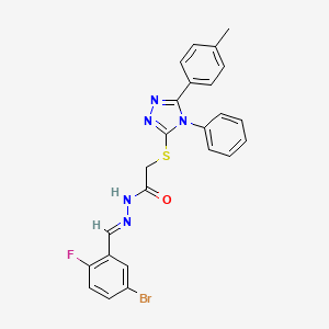 molecular formula C24H19BrFN5OS B12030091 N'-[(E)-(5-bromo-2-fluorophenyl)methylidene]-2-{[5-(4-methylphenyl)-4-phenyl-4H-1,2,4-triazol-3-yl]sulfanyl}acetohydrazide 