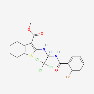 molecular formula C19H18BrCl3N2O3S B12030098 Methyl 2-({1-[(2-bromobenzoyl)amino]-2,2,2-trichloroethyl}amino)-4,5,6,7-tetrahydro-1-benzothiophene-3-carboxylate CAS No. 611185-59-2