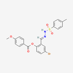 molecular formula C22H19BrN2O5S B12030102 [4-bromo-2-[(E)-[(4-methylphenyl)sulfonylhydrazinylidene]methyl]phenyl] 4-methoxybenzoate CAS No. 769149-91-9