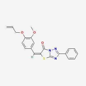 molecular formula C21H17N3O3S B12030153 (5E)-5-[4-(Allyloxy)-3-methoxybenzylidene]-2-phenyl[1,3]thiazolo[3,2-B][1,2,4]triazol-6(5H)-one 