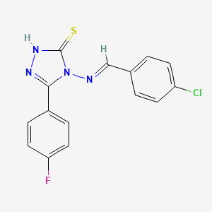 molecular formula C15H10ClFN4S B12030182 4-((4-Chlorobenzylidene)amino)-5-(4-fluorophenyl)-4H-1,2,4-triazole-3-thiol CAS No. 586997-43-5