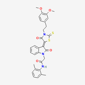 molecular formula C31H29N3O5S2 B12030184 2-((3Z)-3-{3-[2-(3,4-Dimethoxyphenyl)ethyl]-4-oxo-2-thioxo-1,3-thiazolidin-5-ylidene}-2-oxo-2,3-dihydro-1H-indol-1-YL)-N-(2,6-dimethylphenyl)acetamide 
