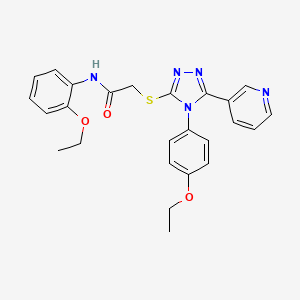 molecular formula C25H25N5O3S B12030220 N-(2-ethoxyphenyl)-2-{[4-(4-ethoxyphenyl)-5-(pyridin-3-yl)-4H-1,2,4-triazol-3-yl]sulfanyl}acetamide 