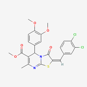 molecular formula C24H20Cl2N2O5S B12030263 methyl (2E)-2-(3,4-dichlorobenzylidene)-5-(3,4-dimethoxyphenyl)-7-methyl-3-oxo-2,3-dihydro-5H-[1,3]thiazolo[3,2-a]pyrimidine-6-carboxylate CAS No. 372970-66-6