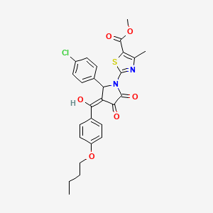 molecular formula C27H25ClN2O6S B12030268 Methyl 2-(3-(4-butoxybenzoyl)-2-(4-chlorophenyl)-4-hydroxy-5-oxo-2,5-dihydro-1H-pyrrol-1-yl)-4-methylthiazole-5-carboxylate CAS No. 617694-47-0