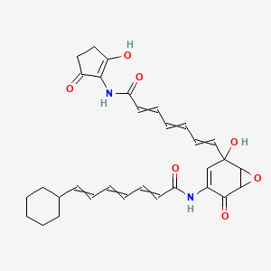 molecular formula C31H34N2O7 B1203028 7-Cyclohexyl-N-[5-hydroxy-5-[7-[(2-hydroxy-5-oxocyclopenten-1-yl)amino]-7-oxohepta-1,3,5-trienyl]-2-oxo-7-oxabicyclo[4.1.0]hept-3-en-3-yl]hepta-2,4,6-trienamide 