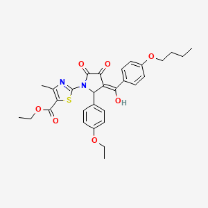 molecular formula C30H32N2O7S B12030282 Ethyl 2-(3-(4-butoxybenzoyl)-2-(4-ethoxyphenyl)-4-hydroxy-5-oxo-2,5-dihydro-1H-pyrrol-1-YL)-4-methyl-1,3-thiazole-5-carboxylate CAS No. 617695-28-0