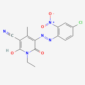 molecular formula C15H12ClN5O4 B1203038 5-[(4-Chloro-2-nitrophenyl)azo]-1-ethyl-1,2-dihydro-6-hydroxy-4-methyl-2-oxo-3-pyridinecarbonitrile CAS No. 70528-90-4