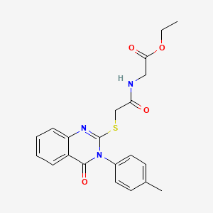 molecular formula C21H21N3O4S B12030731 Ethyl 2-(2-((4-oxo-3-(p-tolyl)-3,4-dihydroquinazolin-2-yl)thio)acetamido)acetate CAS No. 578758-35-7