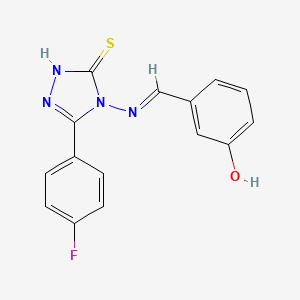 molecular formula C15H11FN4OS B12030766 3-(((3-(4-Fluorophenyl)-5-mercapto-4H-1,2,4-triazol-4-yl)imino)methyl)phenol CAS No. 676589-85-8