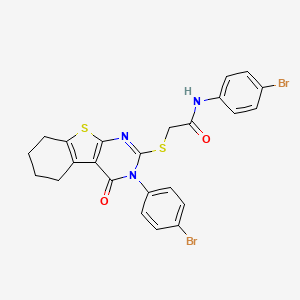 molecular formula C24H19Br2N3O2S2 B12030769 N-(4-bromophenyl)-2-{[3-(4-bromophenyl)-4-oxo-3,4,5,6,7,8-hexahydro[1]benzothieno[2,3-d]pyrimidin-2-yl]sulfanyl}acetamide 