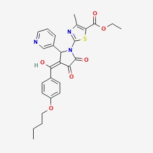 molecular formula C27H27N3O6S B12030784 Ethyl 2-(3-(4-butoxybenzoyl)-4-hydroxy-5-oxo-2-(pyridin-3-yl)-2,5-dihydro-1H-pyrrol-1-yl)-4-methylthiazole-5-carboxylate CAS No. 609796-51-2