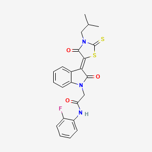 molecular formula C23H20FN3O3S2 B12030874 N-(2-Fluorophenyl)-2-[(3Z)-3-(3-isobutyl-4-oxo-2-thioxo-1,3-thiazolidin-5-ylidene)-2-oxo-2,3-dihydro-1H-indol-1-YL]acetamide CAS No. 617698-51-8