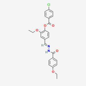 molecular formula C25H23ClN2O5 B12030882 2-Ethoxy-4-(2-(4-ethoxybenzoyl)carbohydrazonoyl)phenyl 4-chlorobenzoate CAS No. 478498-53-2