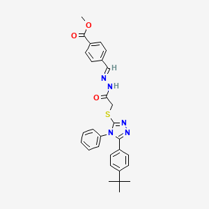 molecular formula C29H29N5O3S B12030905 methyl 4-{(E)-[2-({[5-(4-tert-butylphenyl)-4-phenyl-4H-1,2,4-triazol-3-yl]sulfanyl}acetyl)hydrazinylidene]methyl}benzoate 