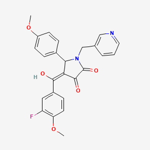 molecular formula C25H21FN2O5 B12030930 4-(3-Fluoro-4-methoxybenzoyl)-3-hydroxy-5-(4-methoxyphenyl)-1-(3-pyridinylmethyl)-1,5-dihydro-2H-pyrrol-2-one CAS No. 618074-75-2
