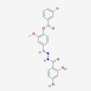 molecular formula C22H17BrN2O6 B12030978 [4-[(E)-[(2,4-dihydroxybenzoyl)hydrazinylidene]methyl]-2-methoxyphenyl] 3-bromobenzoate CAS No. 769153-20-0