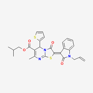 molecular formula C27H25N3O4S2 B12031048 Isobutyl 2-(1-allyl-2-oxoindolin-3-ylidene)-7-methyl-3-oxo-5-(thiophen-2-yl)-3,5-dihydro-2H-thiazolo[3,2-a]pyrimidine-6-carboxylate CAS No. 618077-83-1