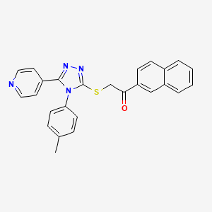 molecular formula C26H20N4OS B12031122 2-{[4-(4-Methylphenyl)-5-(4-pyridinyl)-4H-1,2,4-triazol-3-YL]sulfanyl}-1-(2-naphthyl)ethanone 