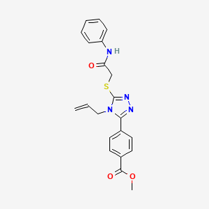 molecular formula C21H20N4O3S B12031300 Methyl 4-(4-allyl-5-((2-oxo-2-(phenylamino)ethyl)thio)-4H-1,2,4-triazol-3-yl)benzoate CAS No. 618441-15-9