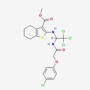 molecular formula C20H20Cl4N2O4S B12031337 Methyl 2-[(2,2,2-trichloro-1-{[(4-chlorophenoxy)acetyl]amino}ethyl)amino]-4,5,6,7-tetrahydro-1-benzothiophene-3-carboxylate 