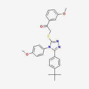 molecular formula C28H29N3O3S B12031495 2-{[5-(4-tert-butylphenyl)-4-(4-methoxyphenyl)-4H-1,2,4-triazol-3-yl]sulfanyl}-1-(3-methoxyphenyl)ethanone CAS No. 579440-57-6