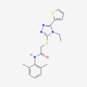 molecular formula C18H20N4OS2 B12031514 N-(2,6-Dimethylphenyl)-2-((4-ethyl-5-(thiophen-2-yl)-4H-1,2,4-triazol-3-yl)thio)acetamide CAS No. 557072-76-1