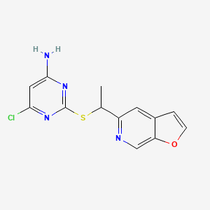 6-Chloro-2-(1-furo[2,3-c]pyridin-5-ylethylsulfanyl)pyrimidin-4-amine