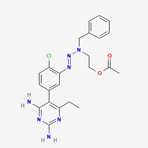 molecular formula C23H26ClN7O2 B1203165 2-[benzyl-[[2-chloro-5-(2,4-diamino-6-ethylpyrimidin-5-yl)phenyl]diazenyl]amino]ethyl acetate 