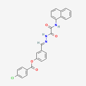 molecular formula C26H18ClN3O4 B12031835 3-((2-(2-(Naphthalen-1-ylamino)-2-oxoacetyl)hydrazono)methyl)phenyl 4-chlorobenzoate CAS No. 769153-43-7