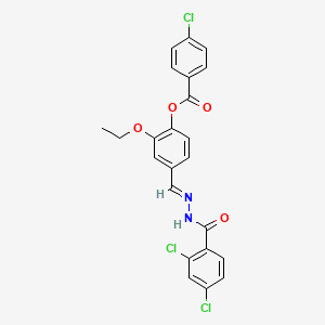 molecular formula C23H17Cl3N2O4 B12031860 4-(2-(2,4-Dichlorobenzoyl)carbohydrazonoyl)-2-ethoxyphenyl 4-chlorobenzoate CAS No. 329733-75-7