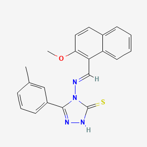 molecular formula C21H18N4OS B12031868 4-(((2-Methoxynaphthalen-1-yl)methylene)amino)-3-(m-tolyl)-1H-1,2,4-triazole-5(4H)-thione CAS No. 478256-43-8