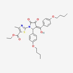 molecular formula C32H36N2O7S B12031937 Ethyl 2-(3-(4-butoxybenzoyl)-2-(4-butoxyphenyl)-4-hydroxy-5-oxo-2,5-dihydro-1H-pyrrol-1-yl)-4-methylthiazole-5-carboxylate CAS No. 609795-38-2