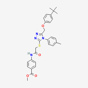 molecular formula C30H32N4O4S B12031939 Methyl 4-(2-((5-((4-(tert-butyl)phenoxy)methyl)-4-(p-tolyl)-4H-1,2,4-triazol-3-yl)thio)acetamido)benzoate CAS No. 539812-19-6