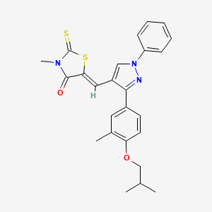 molecular formula C25H25N3O2S2 B12031965 (5Z)-5-{[3-(4-Isobutoxy-3-methylphenyl)-1-phenyl-1H-pyrazol-4-YL]methylene}-3-methyl-2-thioxo-1,3-thiazolidin-4-one CAS No. 623934-88-3