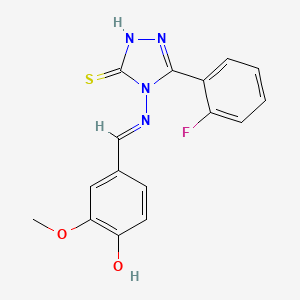 molecular formula C16H13FN4O2S B12031972 3-(2-Fluorophenyl)-4-((4-hydroxy-3-methoxybenzylidene)amino)-1H-1,2,4-triazole-5(4H)-thione CAS No. 573698-06-3