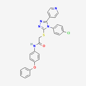 molecular formula C27H20ClN5O2S B12031973 2-{[4-(4-chlorophenyl)-5-(pyridin-4-yl)-4H-1,2,4-triazol-3-yl]sulfanyl}-N-(4-phenoxyphenyl)acetamide 
