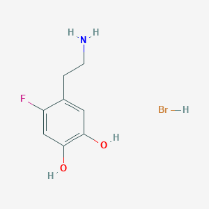 molecular formula C8H11BrFNO2 B1203199 1,2-Benzenediol, 4-(2-aminoethyl)-5-fluoro-, hydrobromide CAS No. 59043-70-8