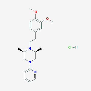 molecular formula C21H30ClN3O2 B012032 Piperazine, 1-(3,4-dimethoxyphenethyl)-2,6-dimethyl-4-(2-pyridyl)-, hydrochloride, (Z)- CAS No. 102233-05-6