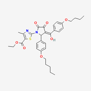 molecular formula C33H38N2O7S B12032090 Ethyl 2-(3-(4-butoxybenzoyl)-4-hydroxy-5-oxo-2-(4-(pentyloxy)phenyl)-2,5-dihydro-1H-pyrrol-1-yl)-4-methylthiazole-5-carboxylate CAS No. 618071-72-0