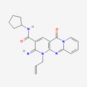 molecular formula C20H21N5O2 B12032116 N-cyclopentyl-6-imino-2-oxo-7-prop-2-enyl-1,7,9-triazatricyclo[8.4.0.03,8]tetradeca-3(8),4,9,11,13-pentaene-5-carboxamide CAS No. 510761-41-8